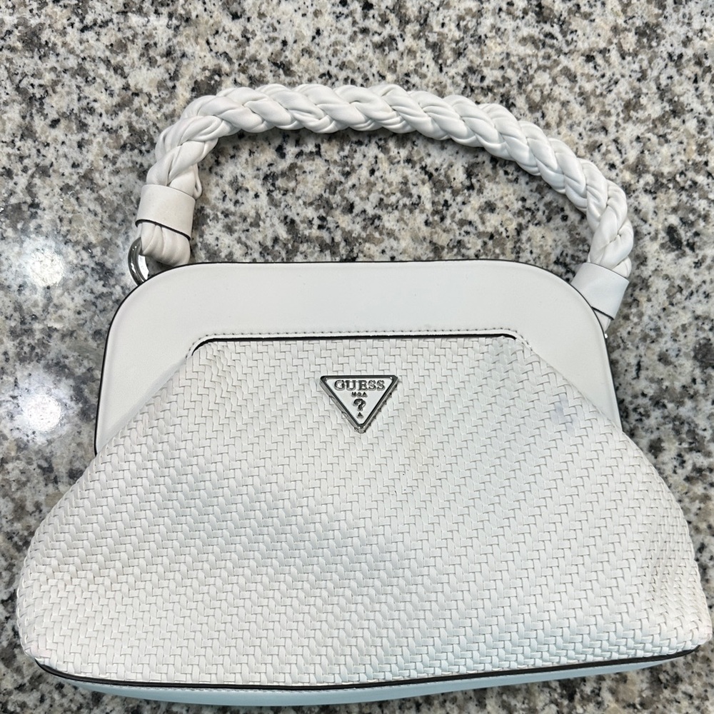 Guess White Woven Hand Bag